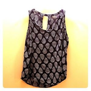 Dark Blue & White Raindrop Pattern Sleeveless Top
